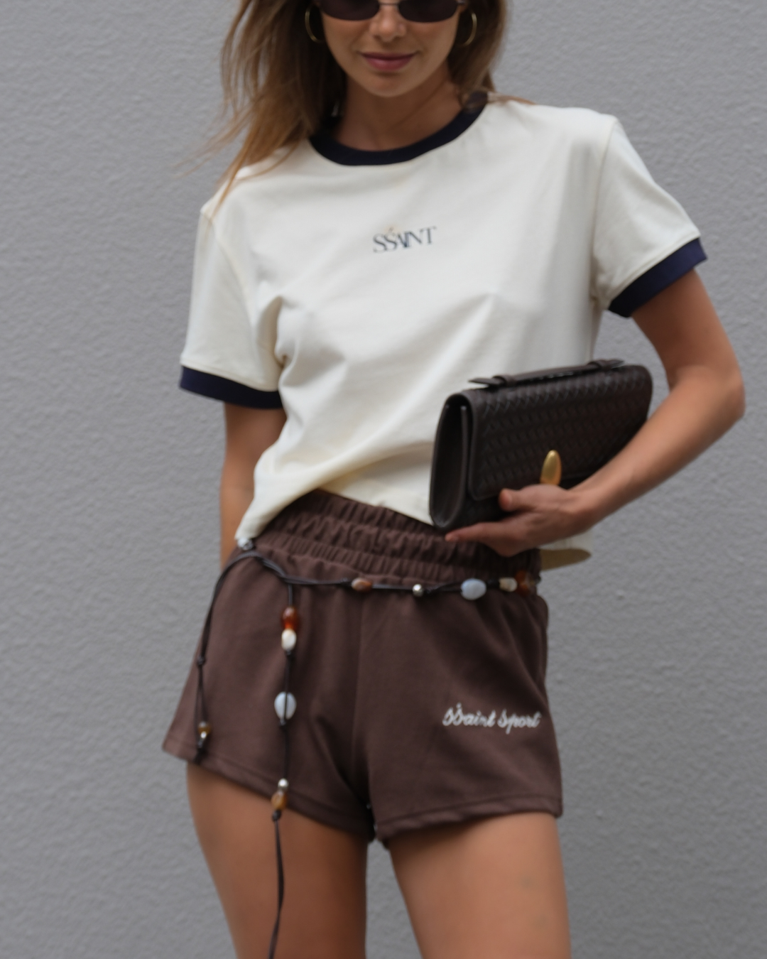 SŚAINT SPORT TRACK SHORTS - BROWN