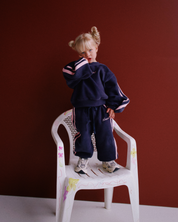 KIDS FLEECE CREW - NAVY & PINK