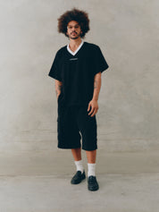 REFLECTIVE V NECK TEE - BLACK