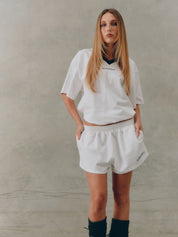 REFLECTIVE V NECK TEE - WHITE