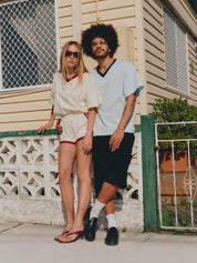 REFLECTIVE V NECK TEE - BUTTER