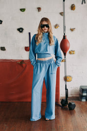 PRE ORDER: ACID WASH TRACKPANT - DENIM BLUE