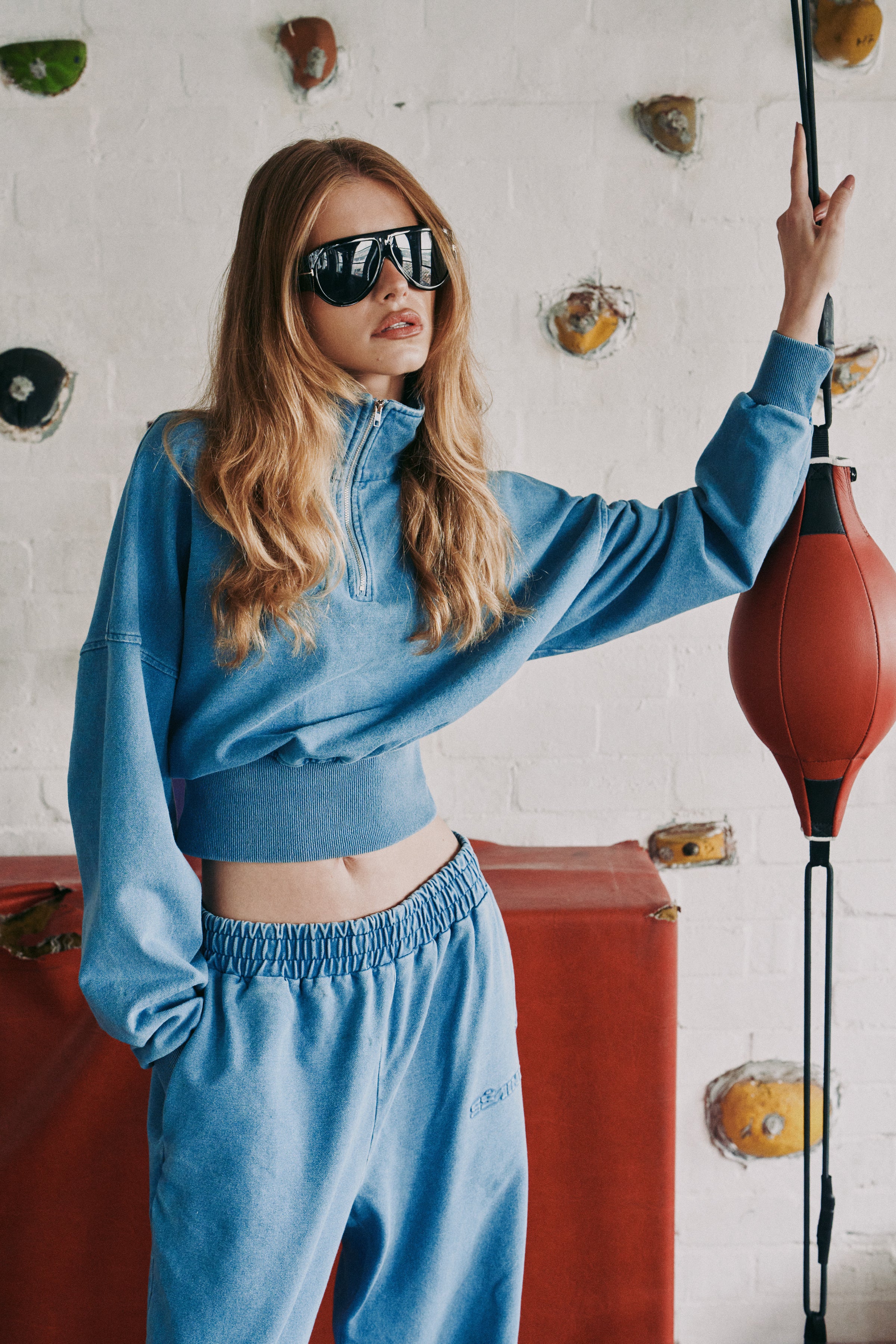 PRE ORDER: ACID WASH TRACKPANT - DENIM BLUE