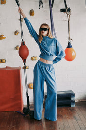 PRE ORDER: ACID WASH TRACKPANT - DENIM BLUE