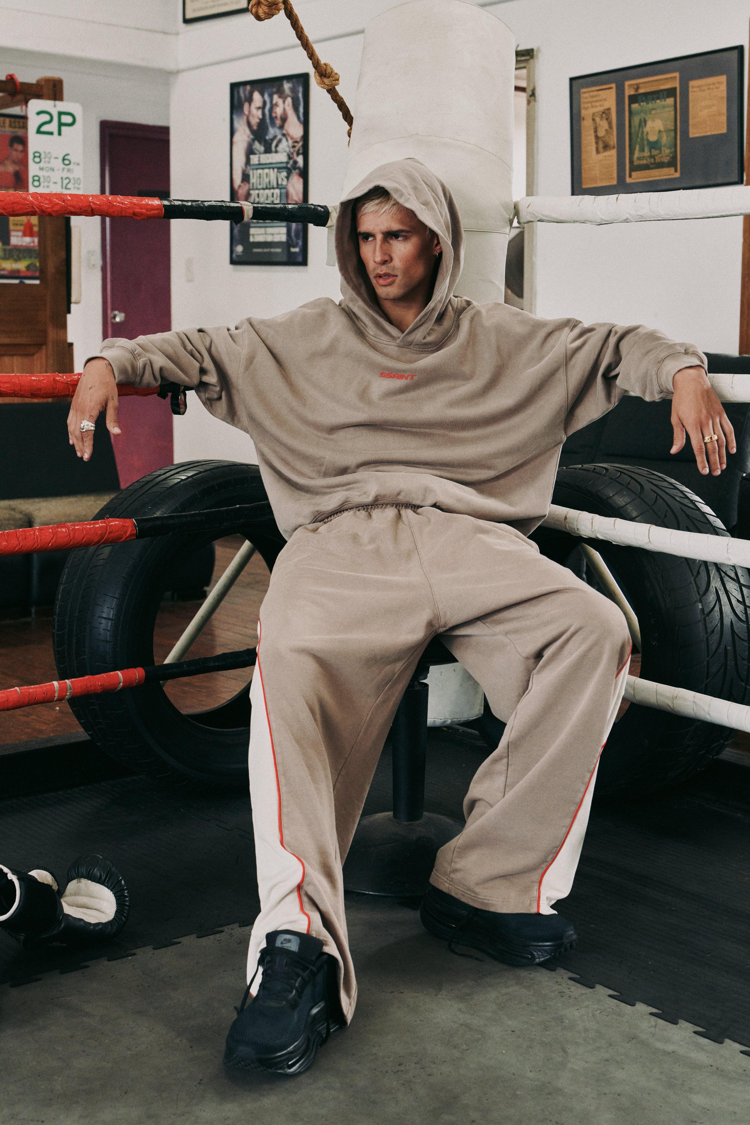THE RIVAL TRACK PANT - ACID WASH BEIGE