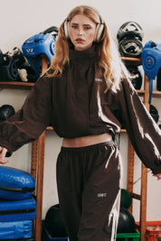 FIGHT NIGHT ZIP WINDBREAKER  - BROWN & CREAM
