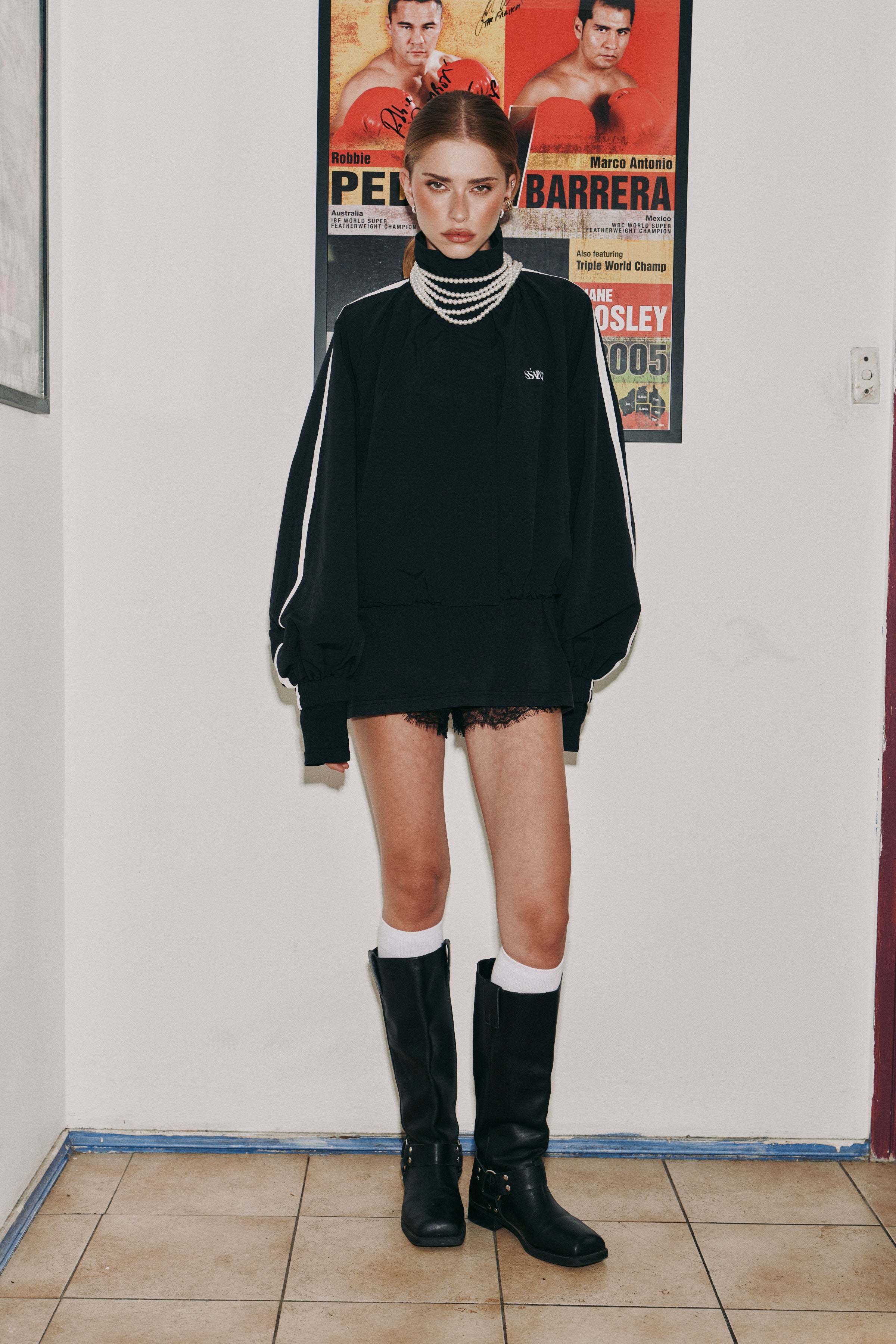 FIGHT NIGHT ZIP WINDBREAKER  - BLACK