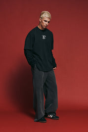 ROUND ONE LAYERED TEE  - VINTAGE WASHED BLACK