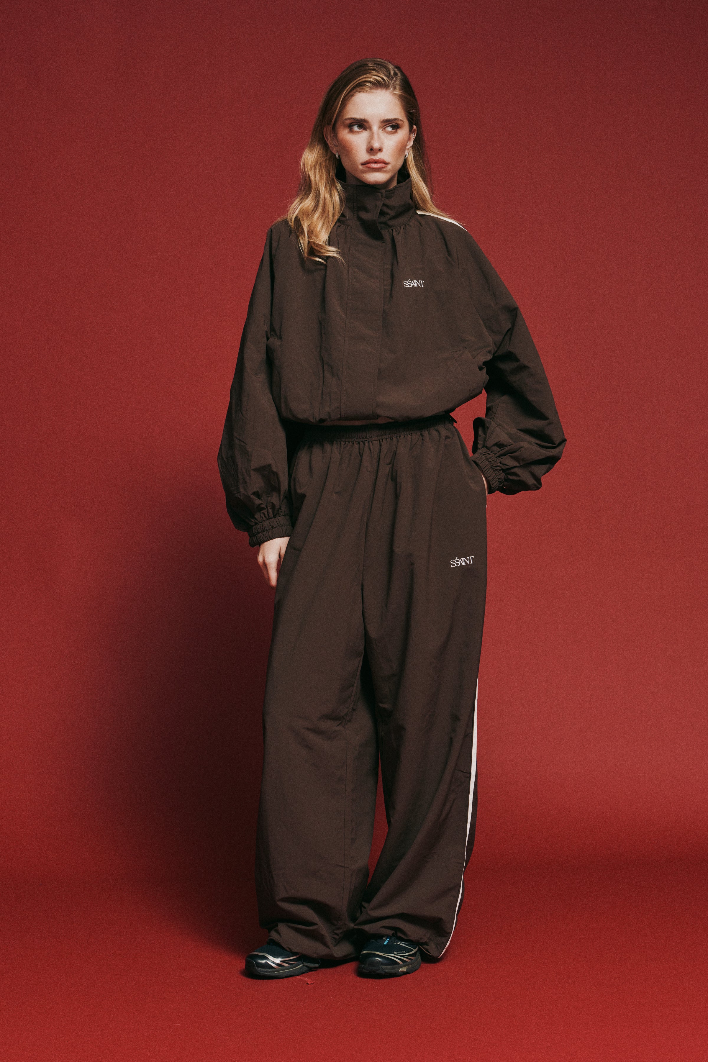 FIGHT NIGHT WINDBREAKER PANT - BROWN & CREAM