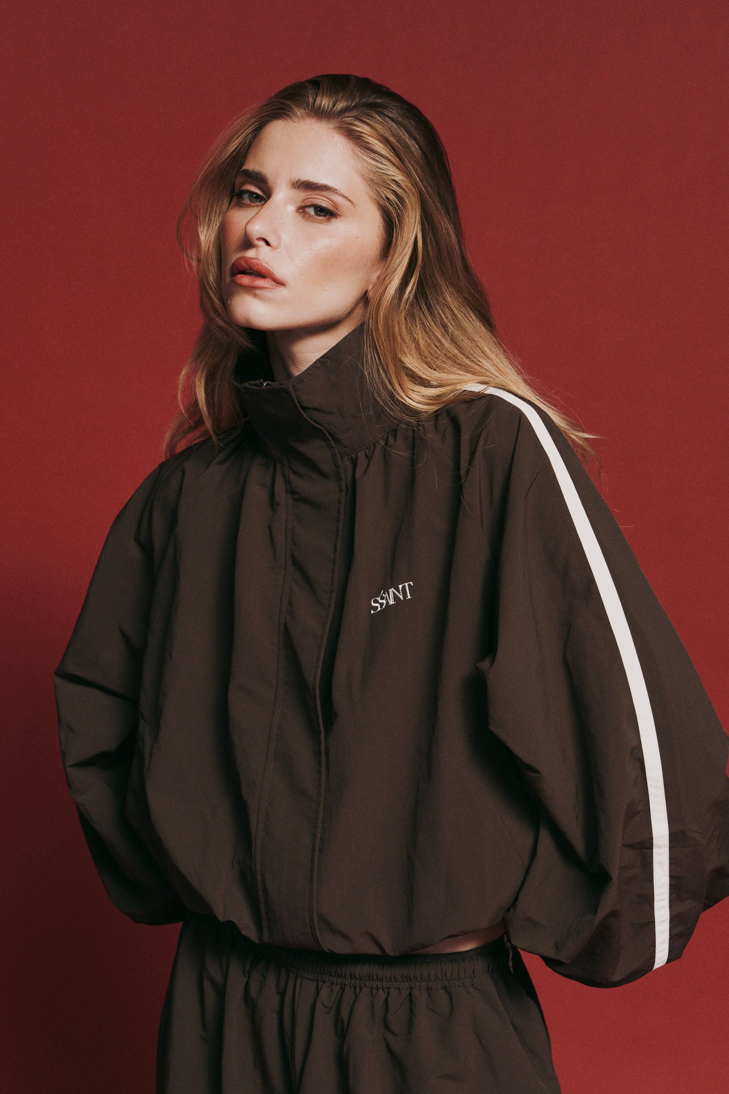 FIGHT NIGHT ZIP WINDBREAKER  - BROWN & CREAM