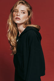 SŚAINT CROPPED HOODIE - BLACK & BUTTER