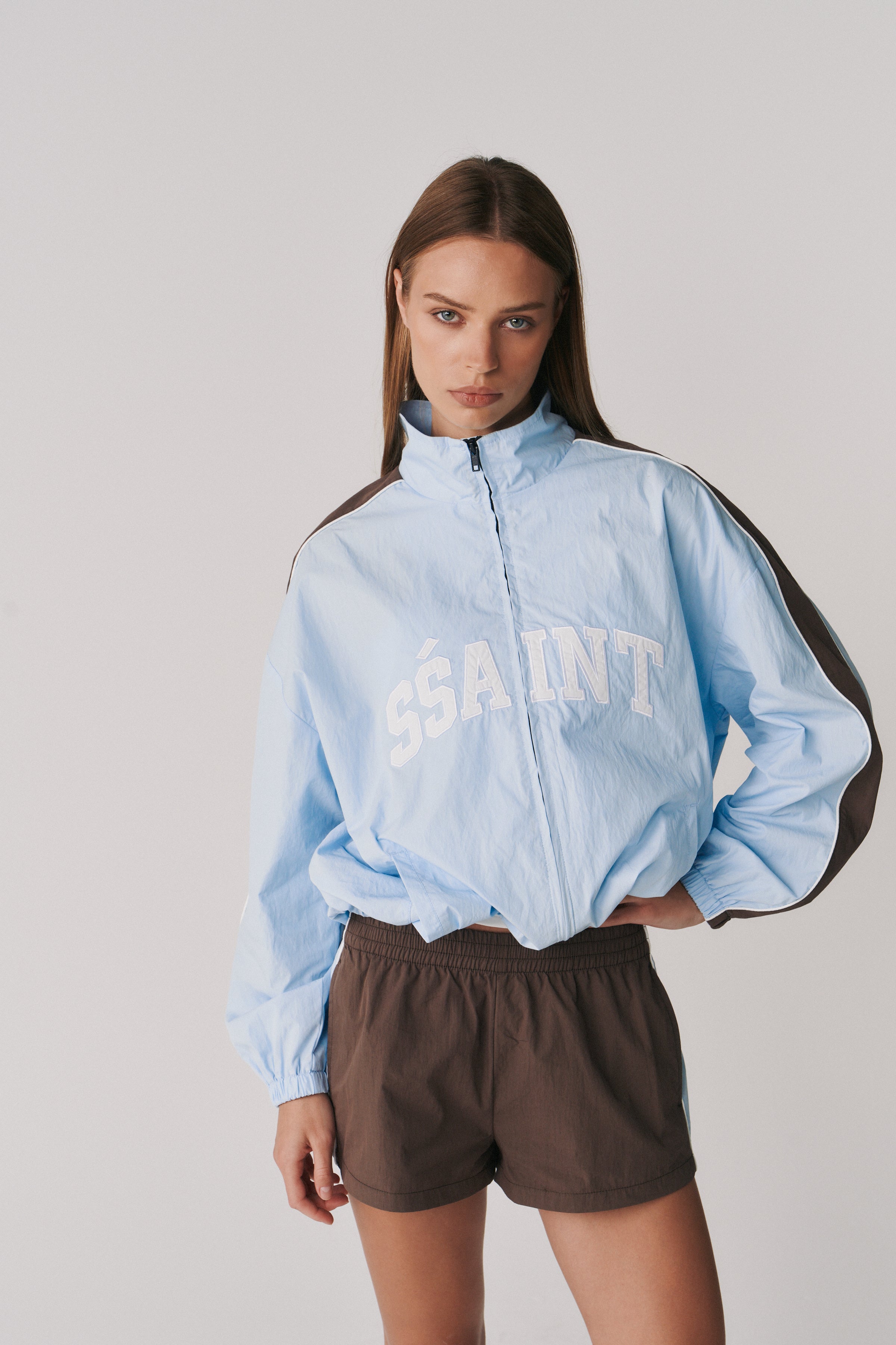 THE GROUNDS TRACK JACKET - BABY BLUE