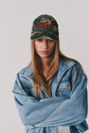 CAMO DAD CAP - CHERRY