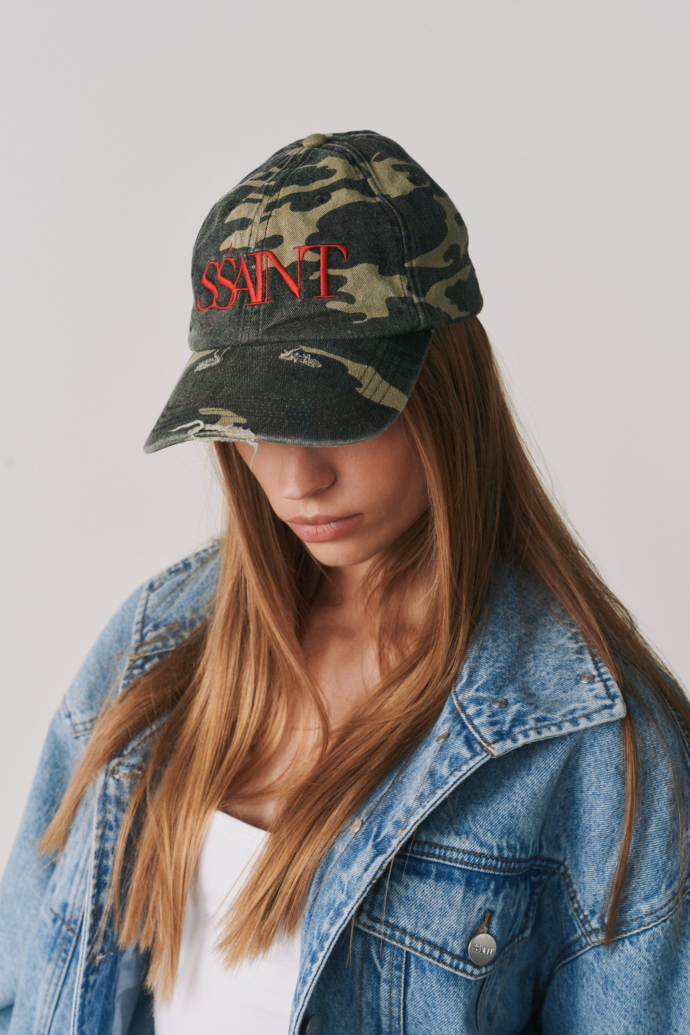 CAMO DAD CAP - CHERRY