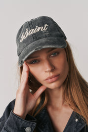 SCRIPT LOGO CAP - BLACK & CREAM