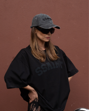 SŚAINT LOGO CAP - BLACK ACID WASH