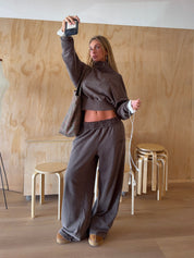 SŚAINT BROWN ACID WASH CROPPED JACKET