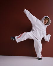 KIDS LOGO HOODIE - GREY & RED