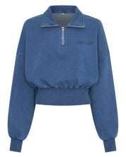 PRE ORDER: 1/4 ZIP CROP JUMPER - DENIM BLUE
