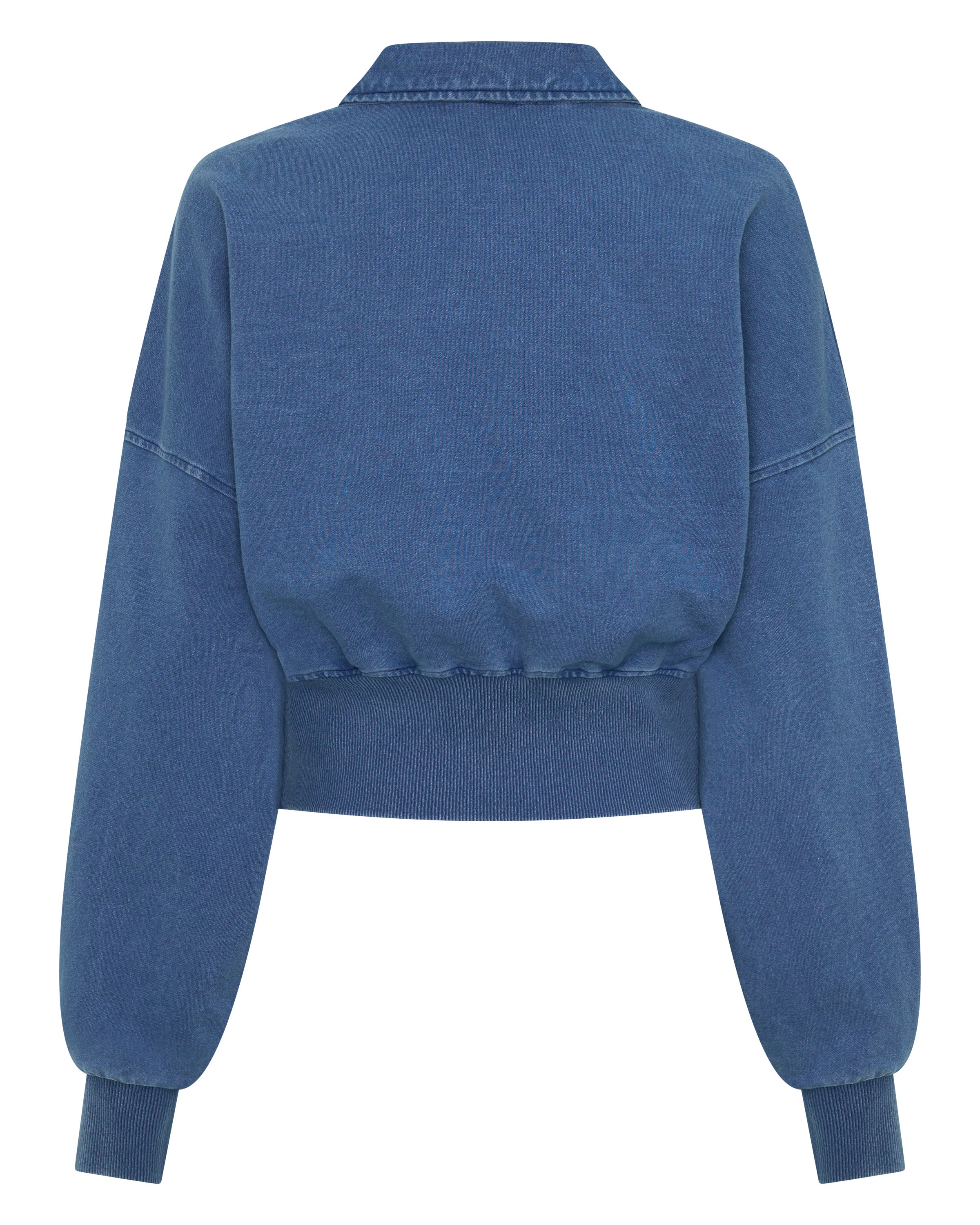 PRE ORDER: 1/4 ZIP CROP JUMPER - DENIM BLUE