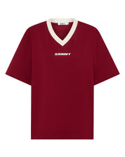 REFLECTIVE V NECK TEE - CHERRY