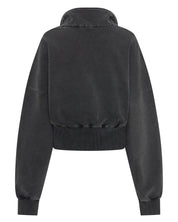 SŚAINT ACID WASH 1/4 ZIP CROP JUMPER - CHARCOAL