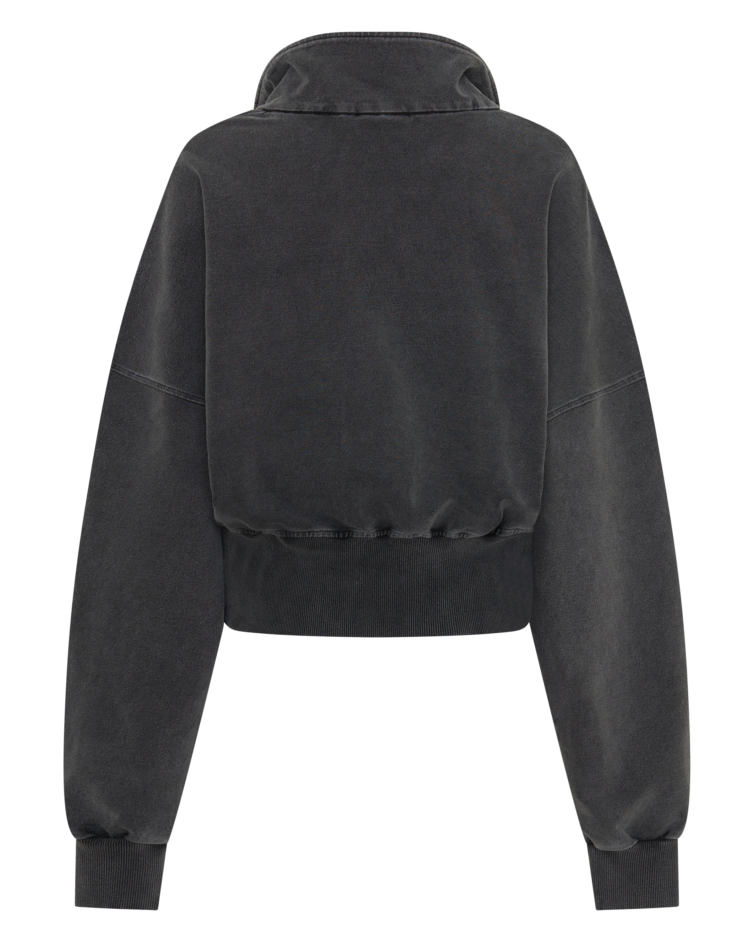 SŚAINT ACID WASH CROP JACKET - CHARCOAL