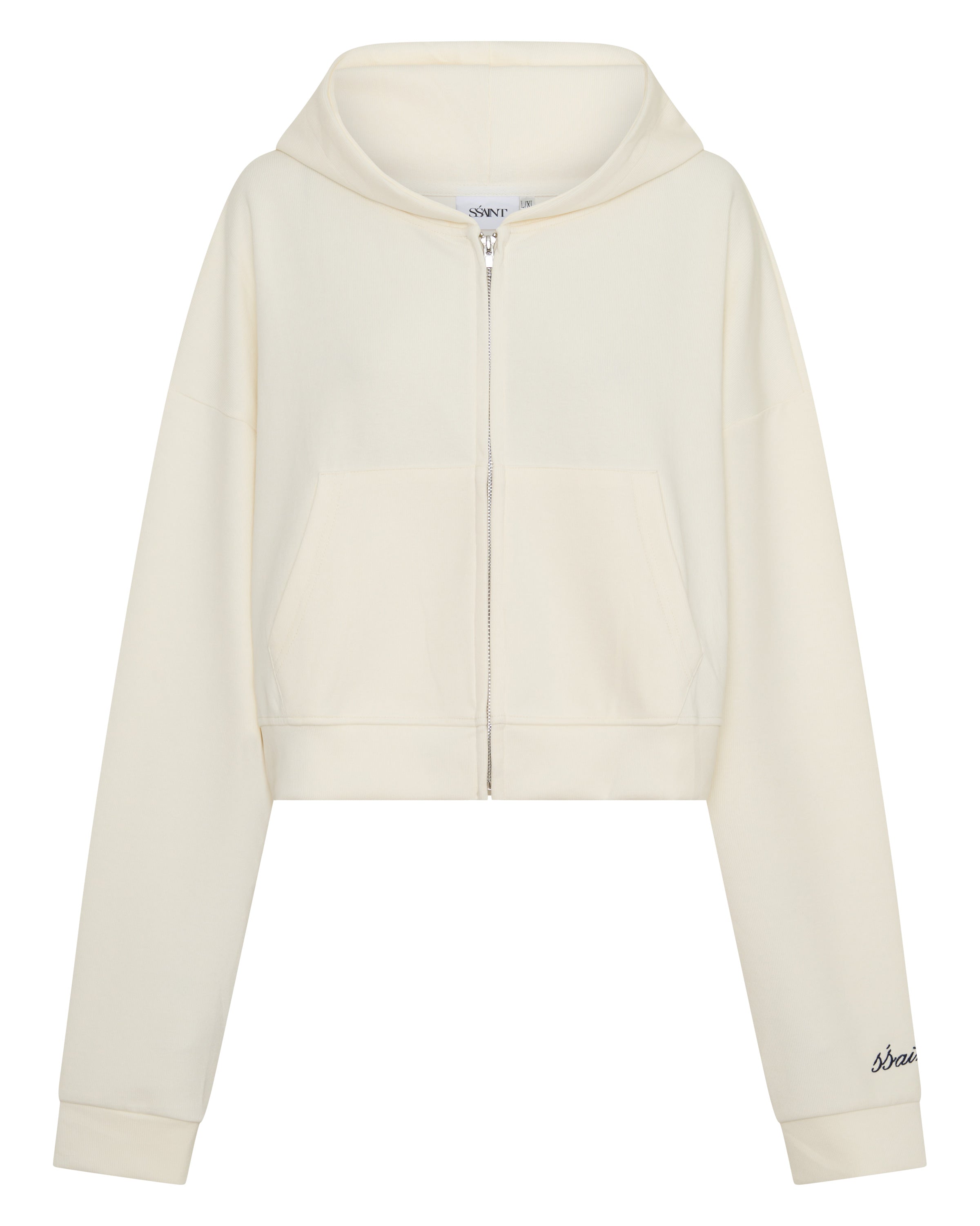 SŚAINT CROPPED HOODIE - BUTTER & NAVY