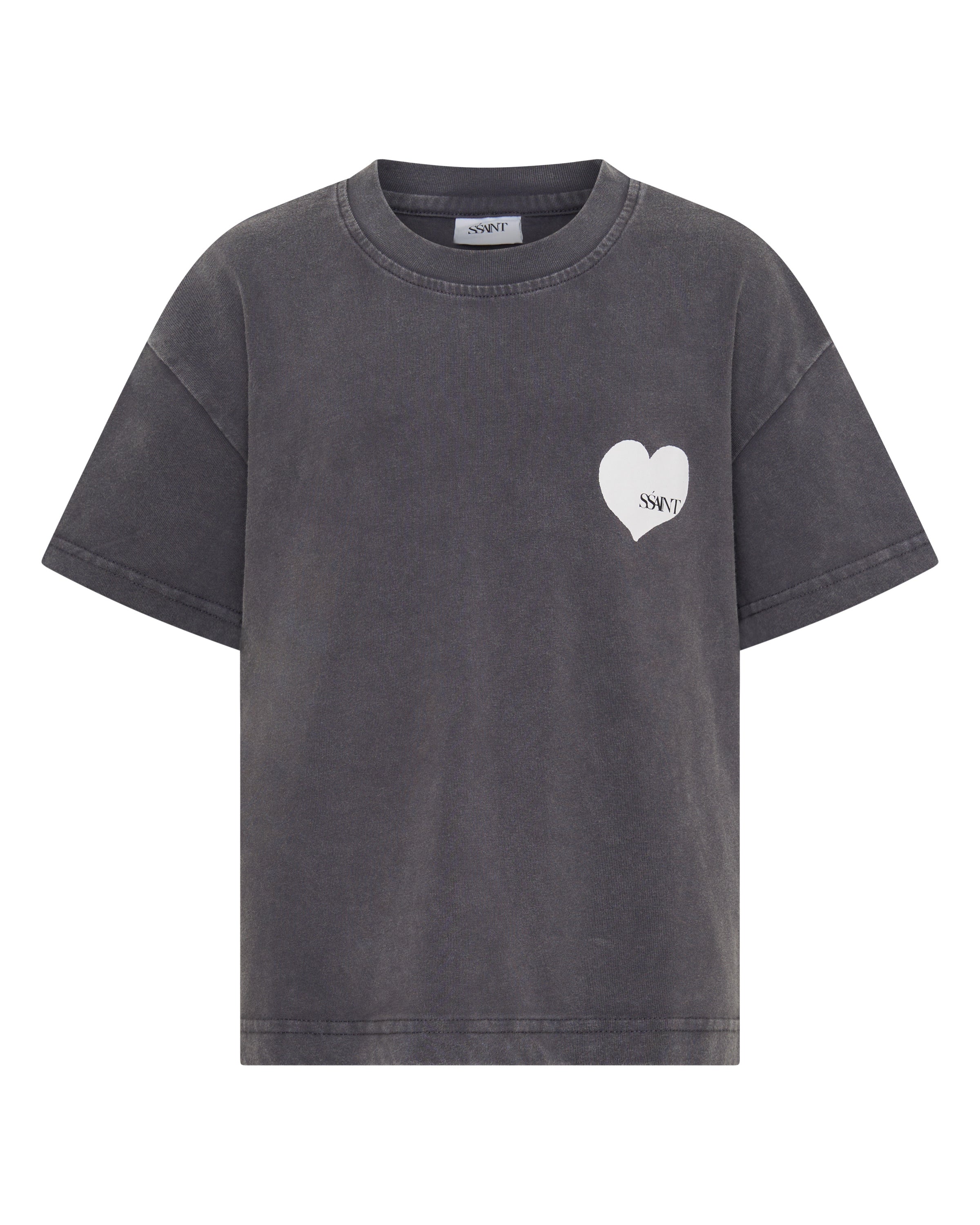 KIDS HEART TEE - ACID WASH CHARCOAL