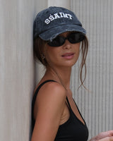 SŚAINT LOGO CAP - BLACK & CREAM ACID WASH