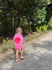 KIDS HEART TEE - ACID WASH PINK