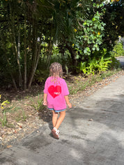 KIDS HEART TEE - ACID WASH PINK