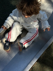 KIDS BARREL PANTS - GREY & RED