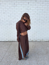 SŚAINT CROPPED HOODIE - BROWN