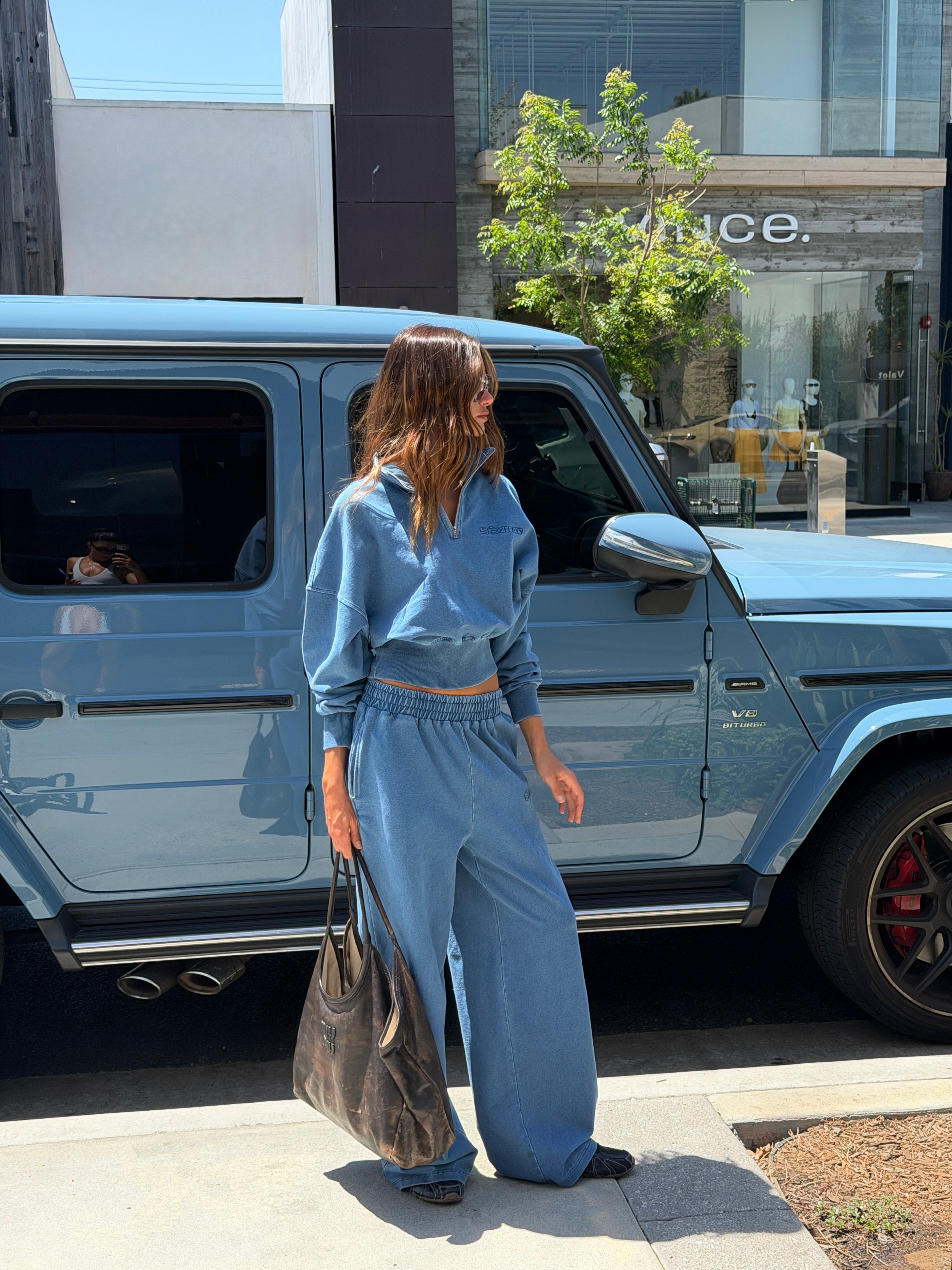 PRE ORDER: ACID WASH TRACKPANT - DENIM BLUE