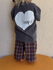 KIDS HEART TEE - ACID WASH CHARCOAL