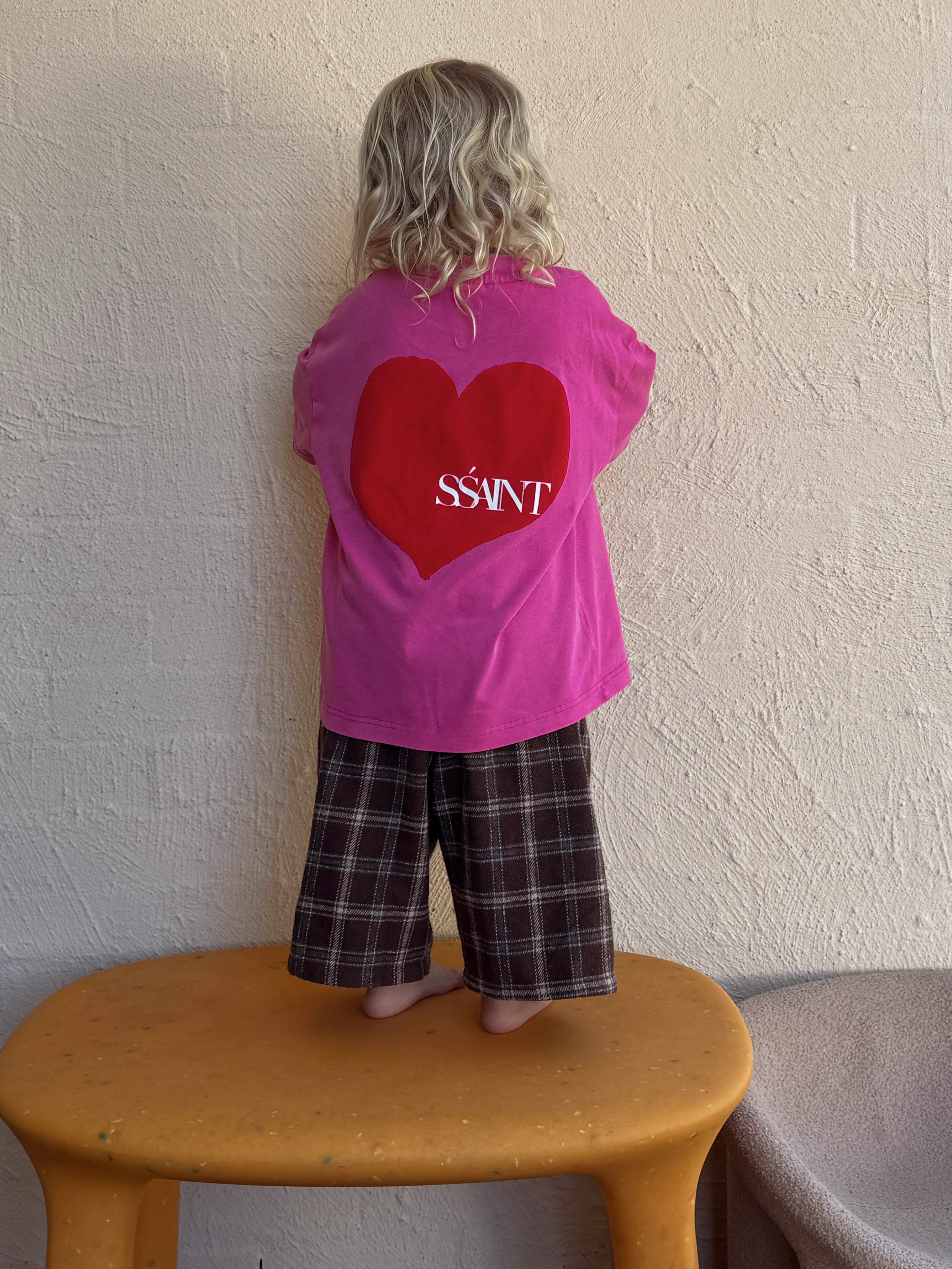 KIDS HEART TEE - ACID WASH PINK