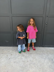 KIDS HEART TEE - ACID WASH CHARCOAL